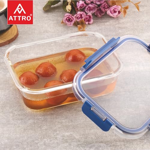 ATTRO Glassox Borosilicate Rectangular Glass Lunch Box with PP Snap Lock Lid Food Storage Container Microwave & Freezer Safe Food-Grade Leak-Proof 1520ml - Image 2