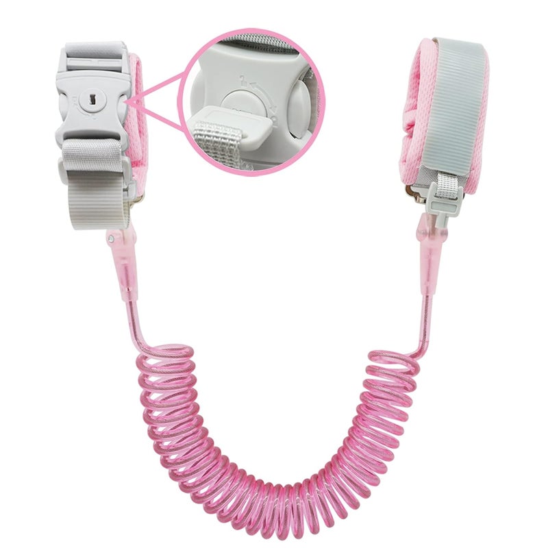 Socub Anti Lost Wrist Link (8.2ft), Breathable Toddler Leash Wrist for Child Safety, Wrist Link for Kids with Key Lock, Pink - Image 1