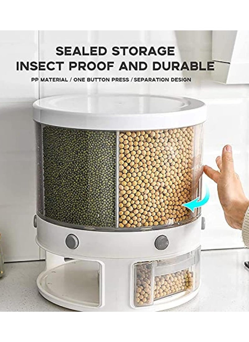 Generic - Food Dispenser Rotating Grain Storage Container, 6 Compartment Dry Food Fruit Storage Box LeakProof With Lid 360-degree Rotating Storage Box Used To Store Grains And Dry Food - Image 1