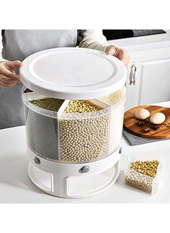 Food Dispenser Rotating Grain Storage Container, 6 Compartment Dry Food Fruit Storage Box LeakProof With Lid 360-degree Rotating Storage Box Used To Store Grains And Dry Food