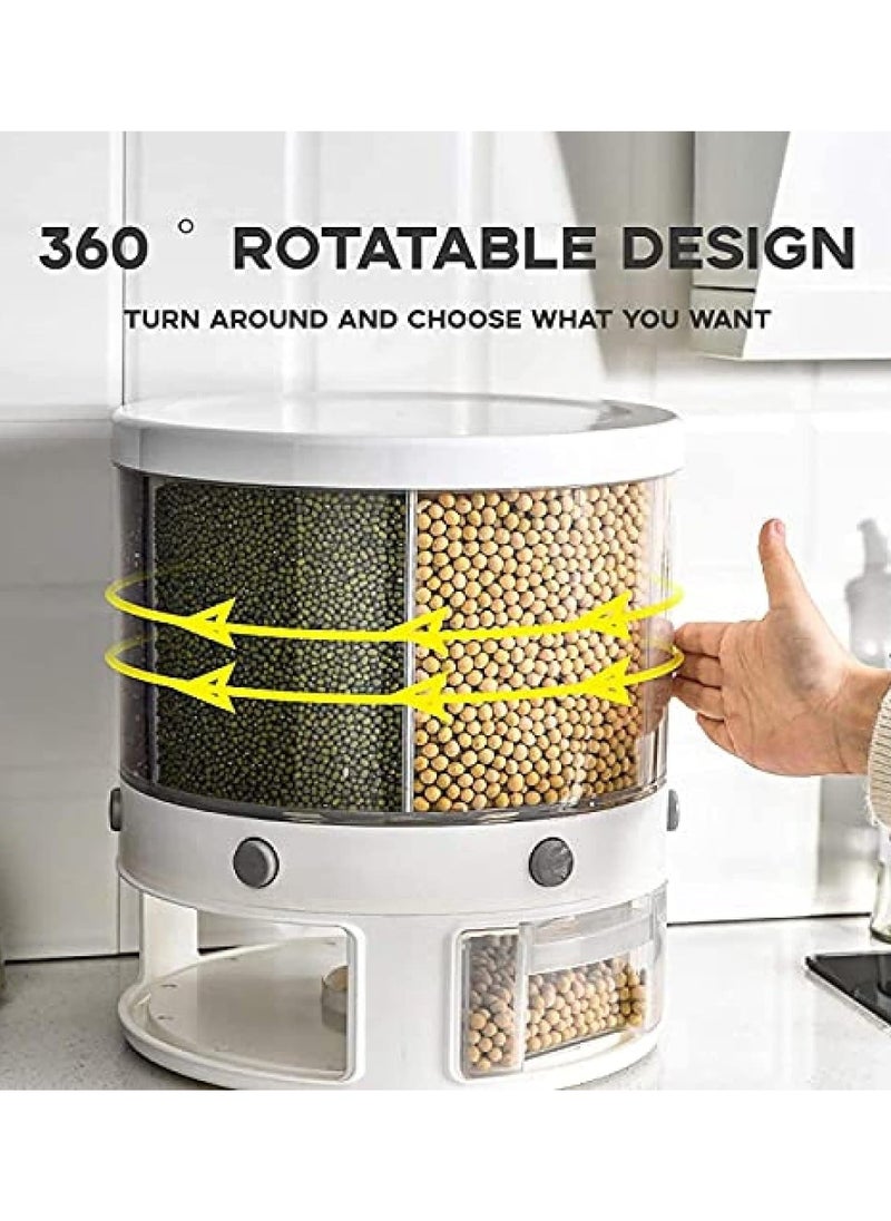 Generic - Food Dispenser Rotating Grain Storage Container, 6 Compartment Dry Food Fruit Storage Box LeakProof With Lid 360-degree Rotating Storage Box Used To Store Grains And Dry Food - Image 1