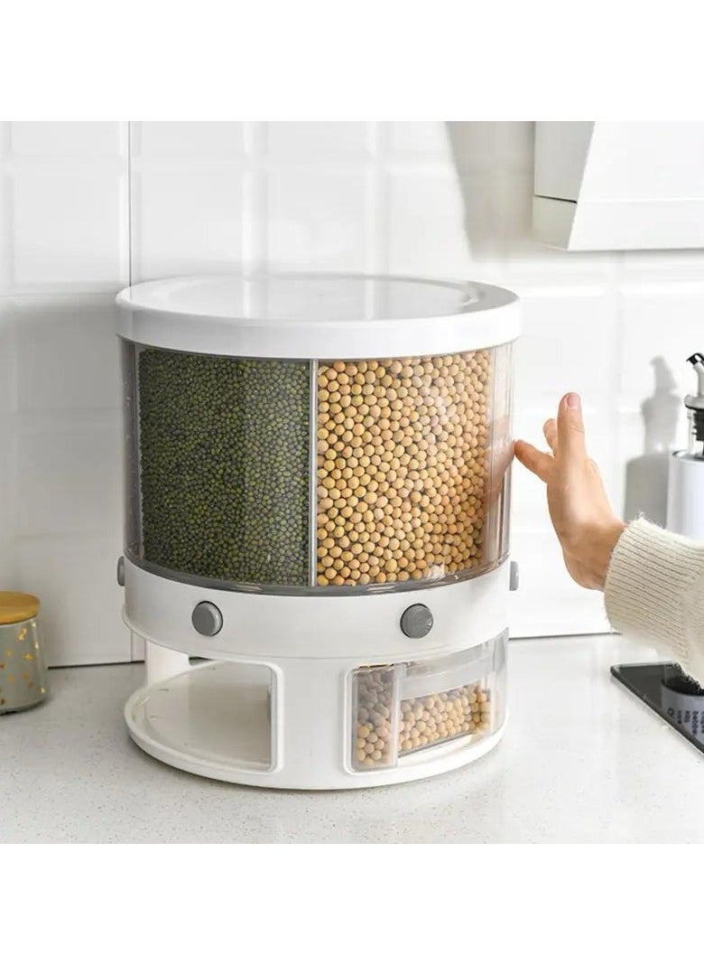 Generic - Food Dispenser Rotating Grain Storage Container, 6 Compartment Dry Food Fruit Storage Box LeakProof With Lid 360-degree Rotating Storage Box Used To Store Grains And Dry Food - Image 1