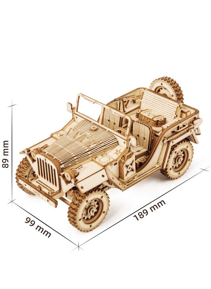 Robotime ROKR Army Jeep Scale Model MC701, Assembly Brain Teaser 3D Wooden Puzzle DIY Build Model Crafts Kits, Unique Home Decor Birthday Gifts for Teens or Adults - Image 2
