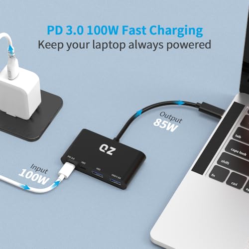 QZ [USB 3.2, 10Gbps] QZ USB 3.2 Hub for Next Gen Office Work Stations, 4 Ports, USB Hub 3.2, USB Type C to Type C Hub, USB Type C Hub with PD Power Delivery 100W for PC, Laptop and Phones - Image 4