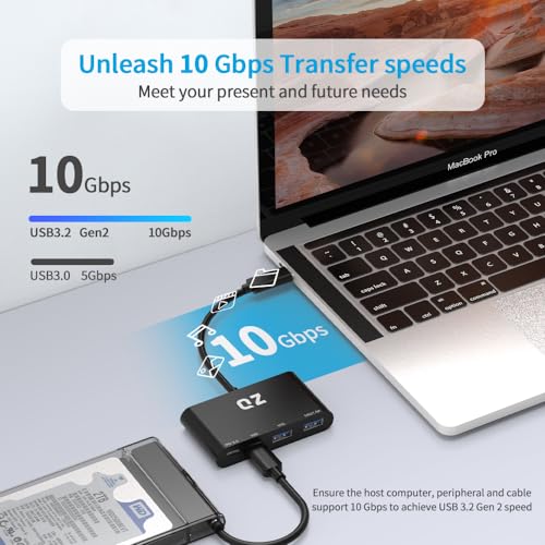 QZ [USB 3.2, 10Gbps] QZ USB 3.2 Hub for Next Gen Office Work Stations, 4 Ports, USB Hub 3.2, USB Type C to Type C Hub, USB Type C Hub with PD Power Delivery 100W for PC, Laptop and Phones - Image 2