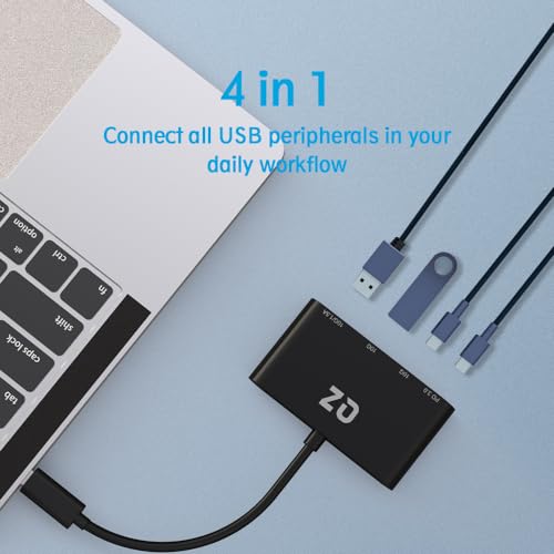 QZ [USB 3.2, 10Gbps] QZ USB 3.2 Hub for Next Gen Office Work Stations, 4 Ports, USB Hub 3.2, USB Type C to Type C Hub, USB Type C Hub with PD Power Delivery 100W for PC, Laptop and Phones - Image 3