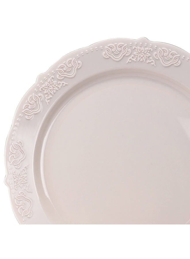 OCCASIONS FINEST PLASTIC TABLEWARE " " 50 Plates Pack (25 Guests) Vintage Wedding Party Disposable Plate Set -25x10.25'' Dinner +25x7.5'' Salad/Dessert plates (Portofino in Light Pink) - Image 3