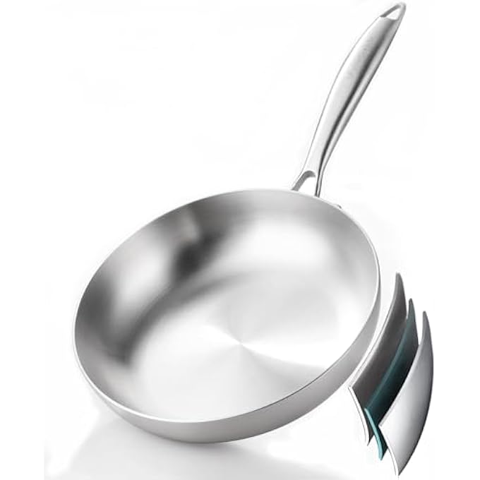 DELARLO Whole Body TriPly Stainless Steel 8Inch Small Frying Pan ChefS Pans Oven Safe Induction Kitchen SkilletSuitable For All Stove Detachable Handle - Image 1