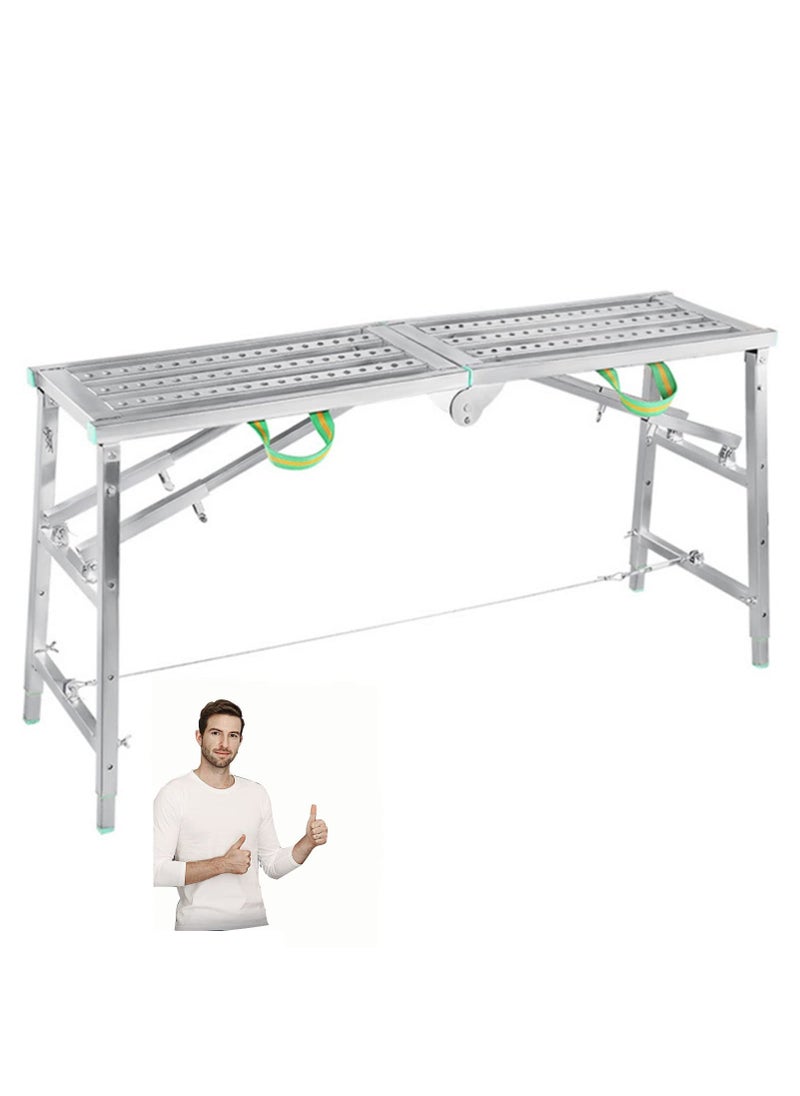 WGLAWL WGLAWL Scaffolding Equipment Portable Folding Scaffolding Multipurpose Work Platform Scaffold Tower Ladder Stool Work Bench 882 Lbs Load Galvanized Steel Size  591ft 