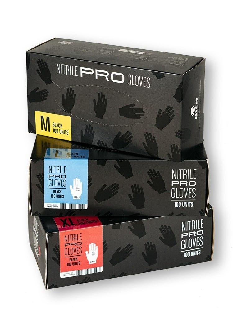 مونتانا كولورز قفازات MTN Nitrile Pro باللون الأسود - مقاس XL 100 وحدة - Image 2