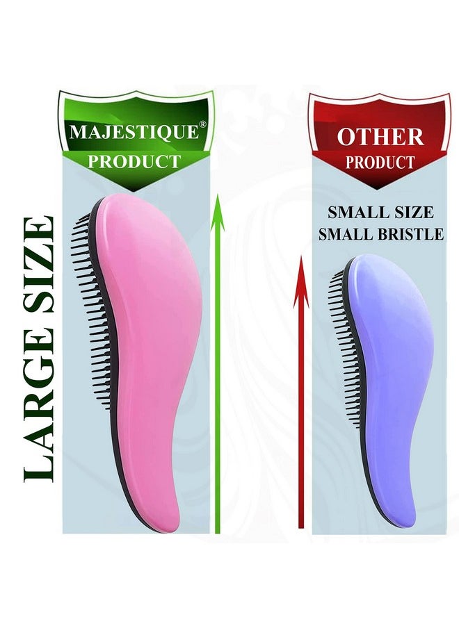 MAJESTIQUE Detangler Brush Tangle Free Hair Brush Kids Detangling Brushes No Tangle Knots Free Naturals Glide Thru No Pain Hair Comb For Women Girls Curly Hair (1 Colored Size 7.4 Inch Multicolor)  - Image 2