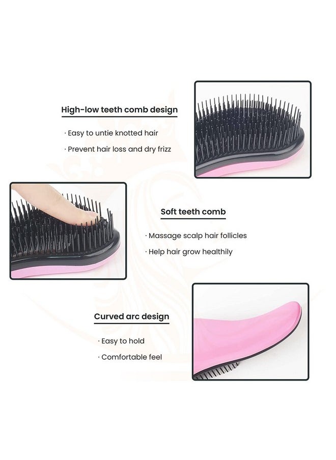 MAJESTIQUE Detangler Brush Tangle Free Hair Brush Kids Detangling Brushes No Tangle Knots Free Naturals Glide Thru No Pain Hair Comb For Women Girls Curly Hair (1 Colored Size 7.4 Inch Multicolor)  - Image 4