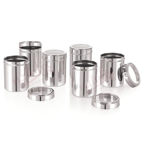 NATULIX 1 Kg Stainless Steel Containers for kitchen with See Through Lid | Kitchen Containers Set | Silver (1250ml - 6pcs) Food Grains Capacity - 1kg Approx - Image 4