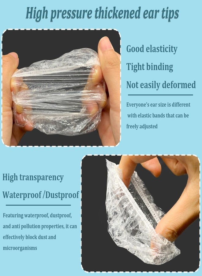 OWMOSYX 300 PCS Disposable Clear Hair Color Ear Covers for Shower Protectors Waterproof Ear Covers for Hair Dye Bathing, Plastic Thickening Ear Shower Caps - Image 5