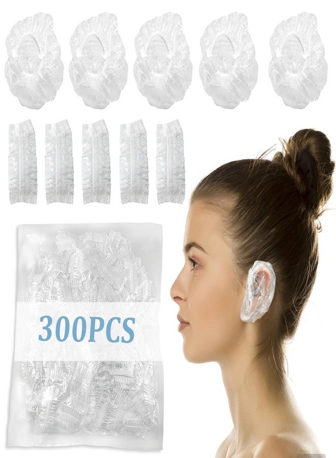 OWMOSYX 300 PCS Disposable Clear Hair Color Ear Covers for Shower Protectors Waterproof Ear Covers for Hair Dye Bathing, Plastic Thickening Ear Shower Caps - Image 1