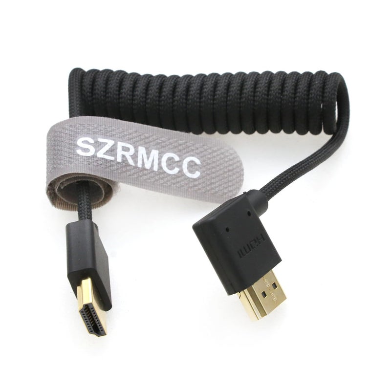 اس زد ار ام سي سي كابل 8K HDMI إلى HDMI بزاوية قائمة فائق السرعة ملفوف مضفر للكاميرا Z Cam E2 Sony FX6 FX9 Canon EOS C70 C300 Portkeys BM5 Atomos Ninjav V Shogun Monitor - Image 3