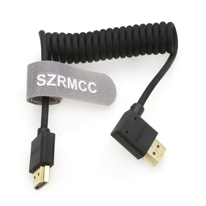 اس زد ار ام سي سي كابل 8K HDMI إلى HDMI بزاوية قائمة فائق السرعة ملفوف مضفر للكاميرا Z Cam E2 Sony FX6 FX9 Canon EOS C70 C300 Portkeys BM5 Atomos Ninjav V Shogun Monitor - Image 2