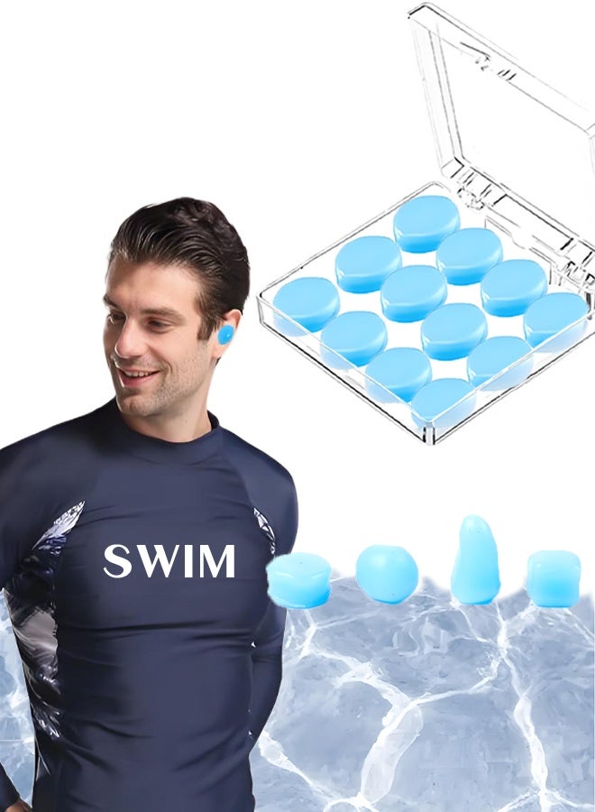 Wish Plus Earplugs for Sleeping Swimming – Reusable Moldable Soft Gel Strong Noise Cancelling Ear Plugs, Zero Pressure Fit (Blue-12Pcs) - Image 2