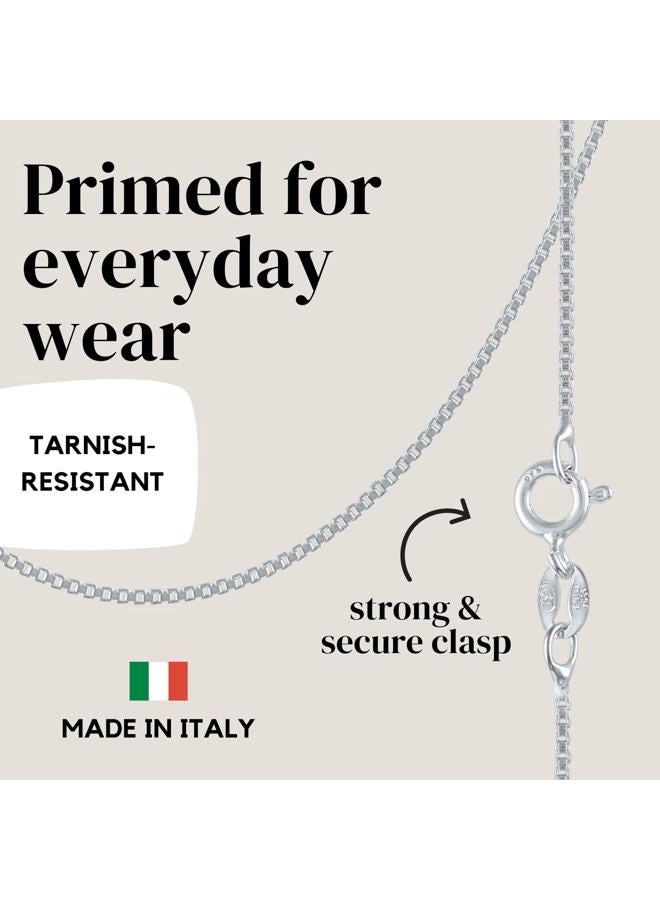KISPER Sterling Silver Box Chain Necklace – Thin, Dainty, 925 Sterling Silver Jewelry for Women & Men with Spring Ring Clasp – Made in Italy, Metal, No Gemstone - Image 4