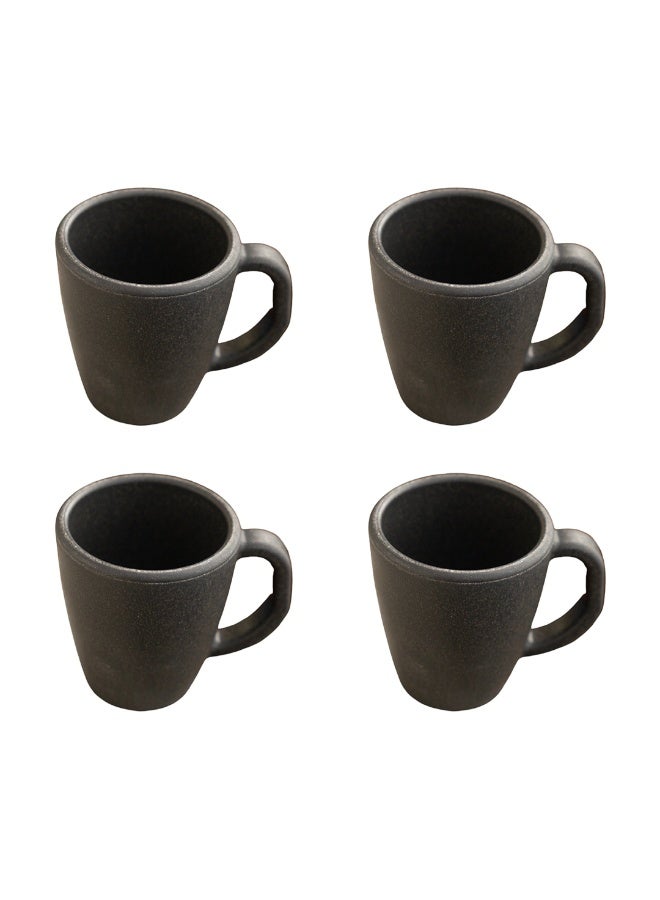 FRENVI Earth-Friendly Classic Coffee Mini Mug Set of 4 |150 ml|Made with Rice Husk & Bamboo Fibers|Microwave Safe|Hot & Cold Coffee Cup, Milk & Tea Cup |Matte Finish mugs for coffee| Charcoal Black - Image 1