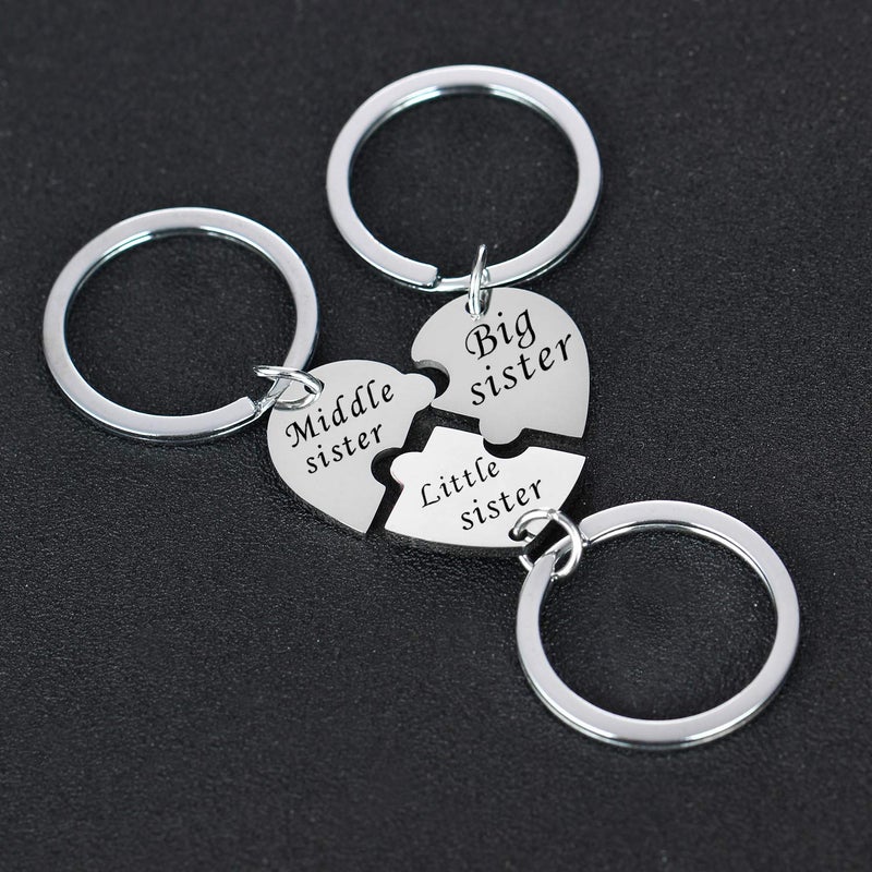 YEEQIN Matching Heart Keychain Set for 3 Sisters - Big, Mid, and Lil Sis Jewelry Gifts - Image 2