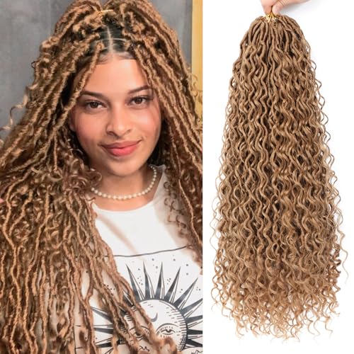 SAMBRAID 8 Packs Goddess Faux Locs Crochet Hair for Black Women, Long Goddess Locs Crochet Hair, Boho Style, River Locs with Curly Ends (22Inch, 27#, 8Packs) - Image 1