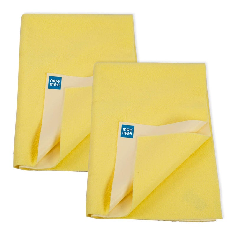 mee mee Mee Mee Reusable Water Proof Cotton Bed Protector Sheet/Extra Absorbent Mat/Dry Sheets/Urine Sheet/Dry Mat Pack of 2 (Small, Yellow)(50CmX70Cm) - Image 1
