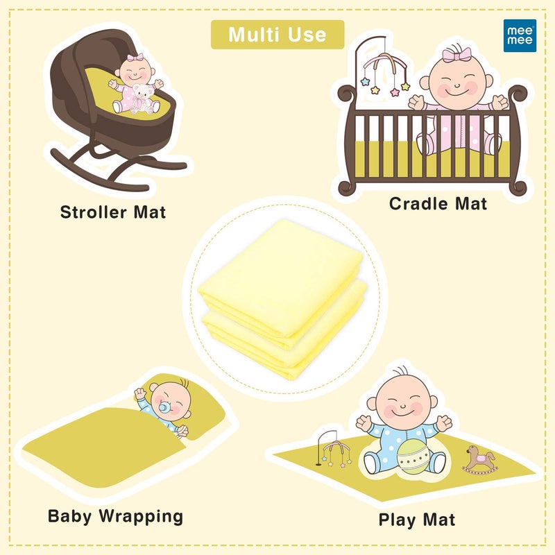 mee mee Mee Mee Reusable Water Proof Cotton Bed Protector Sheet/Extra Absorbent Mat/Dry Sheets/Urine Sheet/Dry Mat Pack of 2 (Small, Yellow)(50CmX70Cm) - Image 4