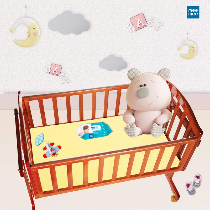 mee mee Mee Mee Reusable Water Proof Cotton Bed Protector Sheet/Extra Absorbent Mat/Dry Sheets/Urine Sheet/Dry Mat Pack of 2 (Small, Yellow)(50CmX70Cm) - Image 3