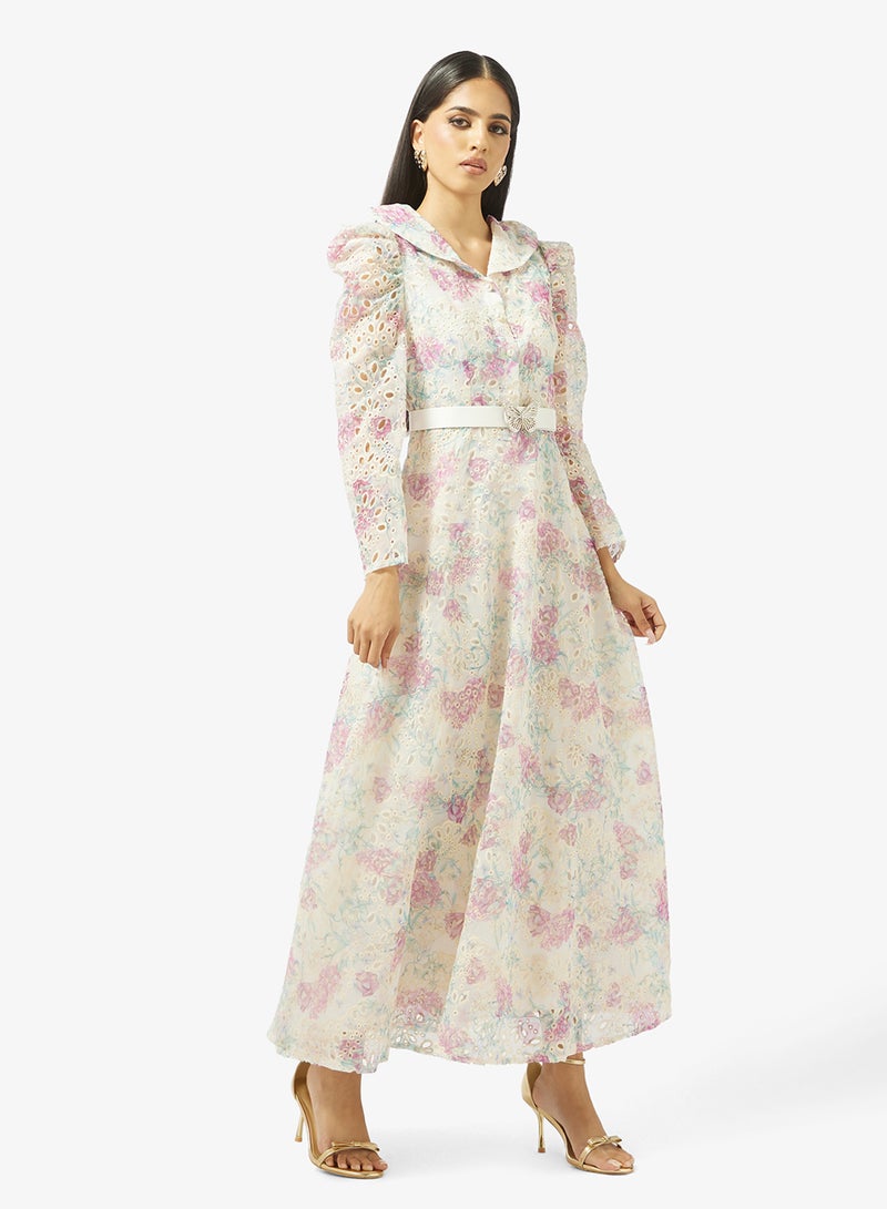 Khizana Lace Dress With Floral Print - Image 4