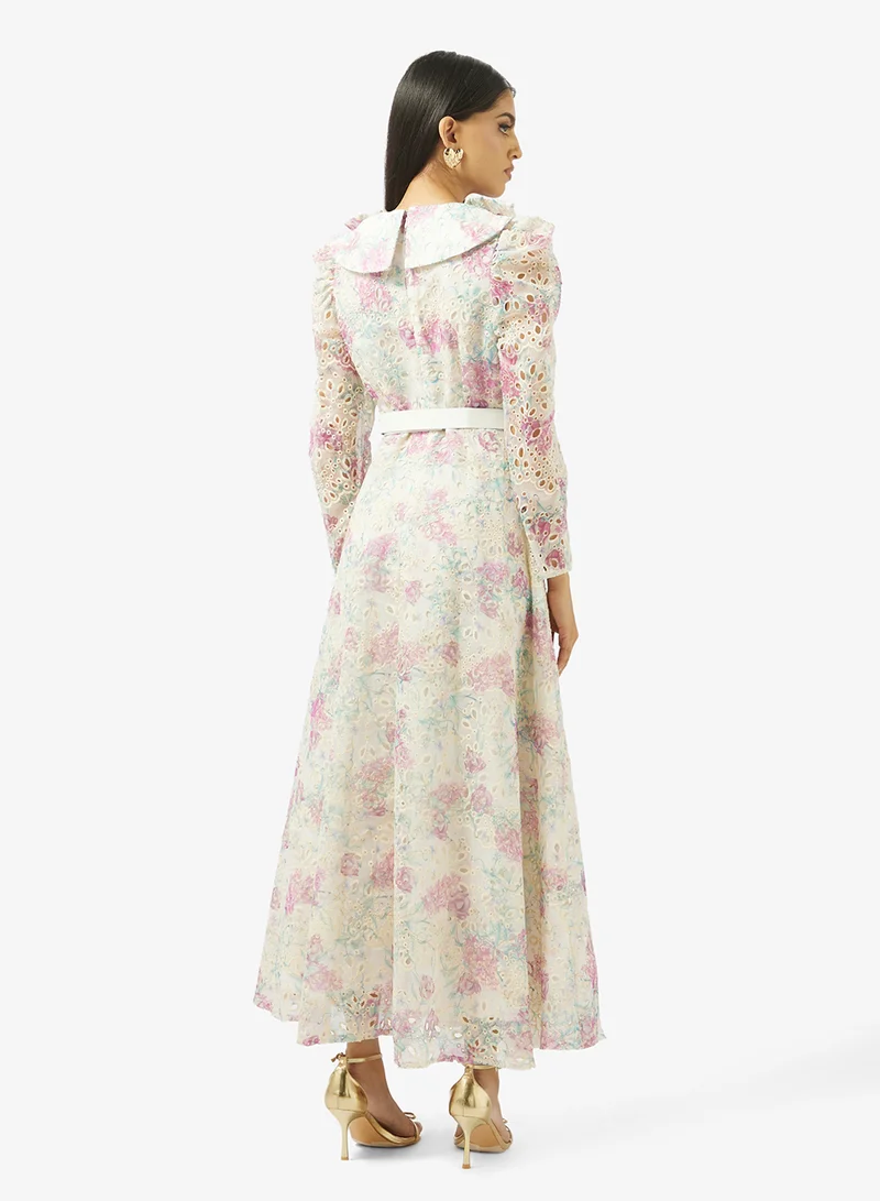 Khizana Lace Dress With Floral Print