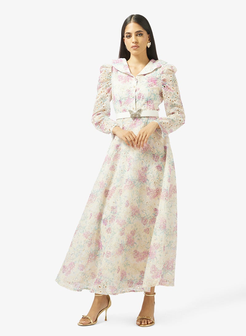 Khizana Lace Dress With Floral Print - Image 1