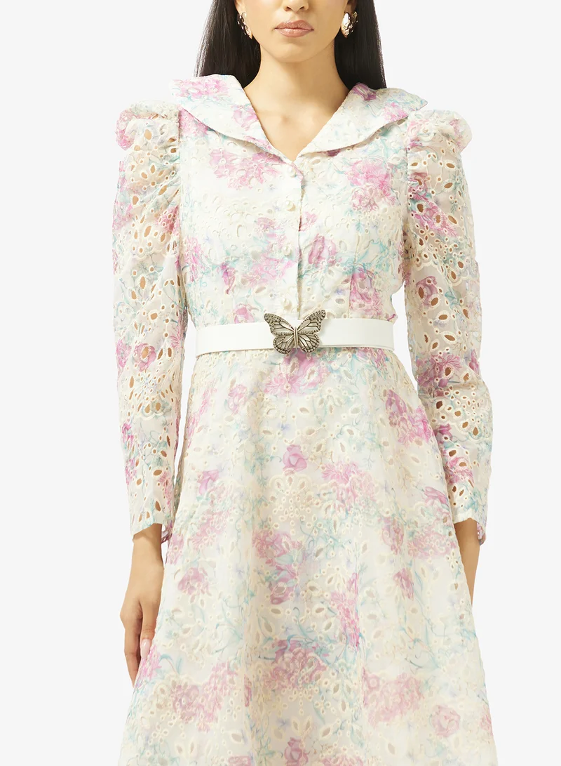 Khizana  Lace Dress With Floral Print for Women | Best Price UAE