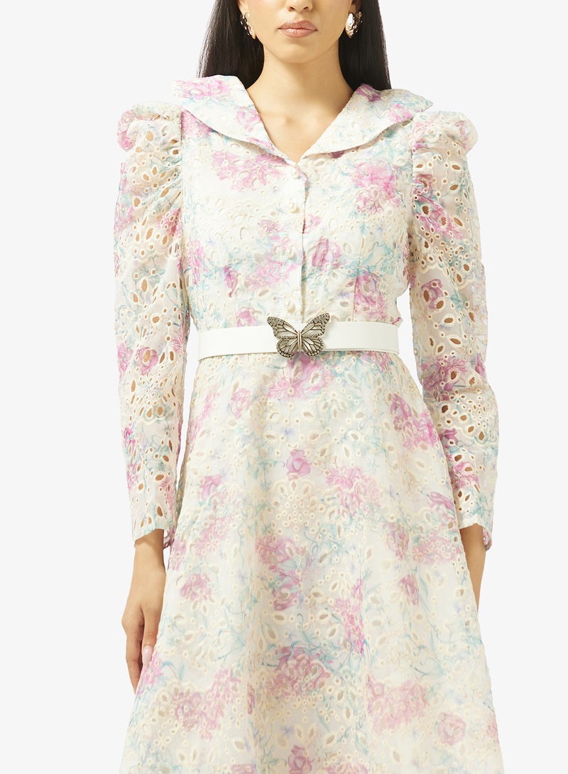 Khizana Lace Dress With Floral Print - Image 3