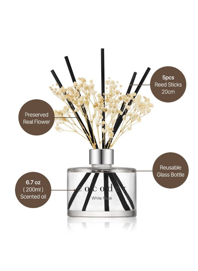 cocodor - Preserved Real Flower Reed Diffuser Rose Perfume Reed Diffuser Set Oil Diffuser And Reed Diffuser Sticks Home Decor And Office Real Flower 6.7Ounce 1Pack - Image 1