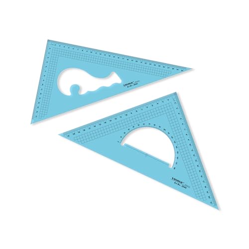Yosogo Pack of 2 Large Transparent Metric Triangle Ruler Set Square: 30 CM (12 Inch) - 30/60 Degree & 22 CM (9 inch) 45/90 Degree | Essential for School and Work use (CM Scale) - Image 1