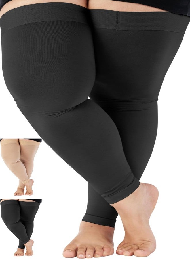 ABSOLUTE SUPPORT 5XL Compression Stockings for Women and Men 20-30mmHg - Plus Size Extra Large Footless Compression Thigh High Sleeve for Post Surgery Recovery, Embolism - Black, 5X-Large - Image 1