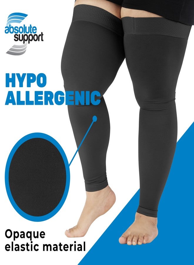 ABSOLUTE SUPPORT 5XL Compression Stockings for Women and Men 20-30mmHg - Plus Size Extra Large Footless Compression Thigh High Sleeve for Post Surgery Recovery, Embolism - Black, 5X-Large - Image 5