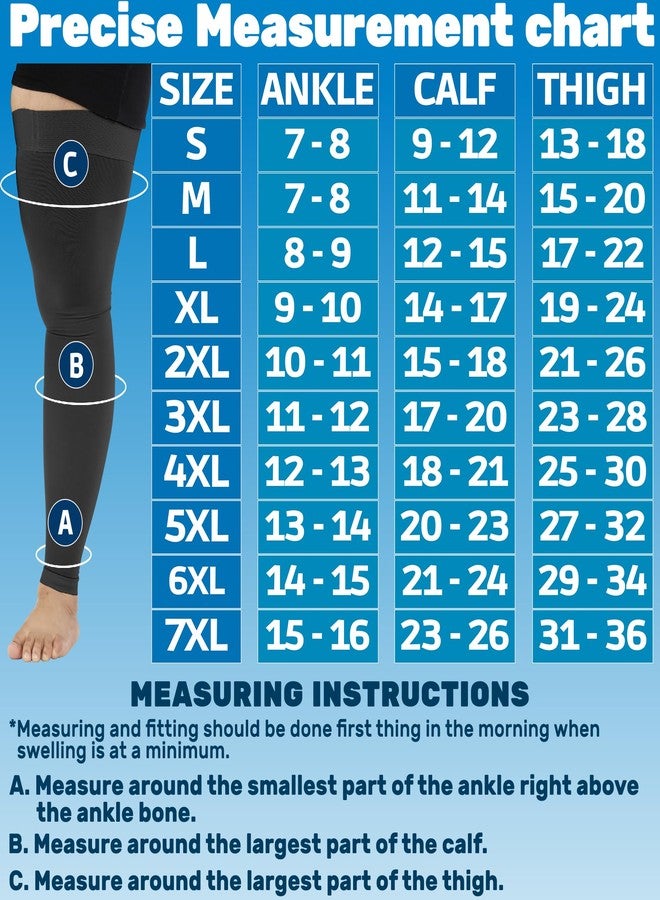 ABSOLUTE SUPPORT 5XL Compression Stockings for Women and Men 20-30mmHg - Plus Size Extra Large Footless Compression Thigh High Sleeve for Post Surgery Recovery, Embolism - Black, 5X-Large - Image 3