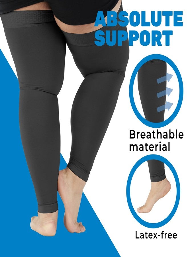 ABSOLUTE SUPPORT 5XL Compression Stockings for Women and Men 20-30mmHg - Plus Size Extra Large Footless Compression Thigh High Sleeve for Post Surgery Recovery, Embolism - Black, 5X-Large - Image 4
