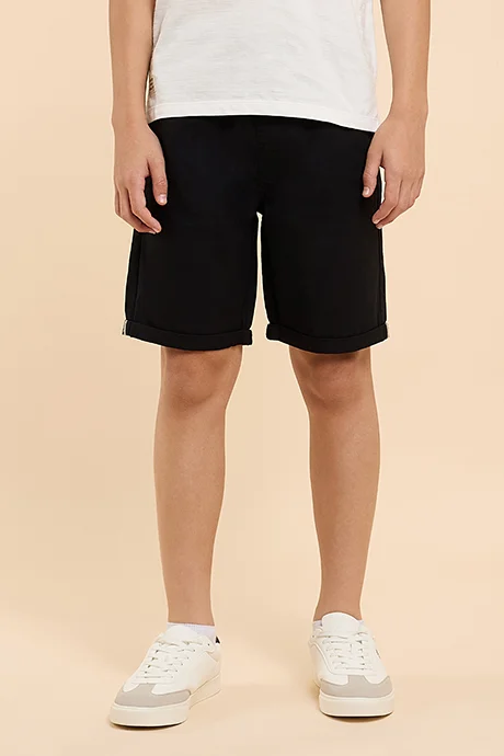 R&B Solid Shorts with Drawstring Waist