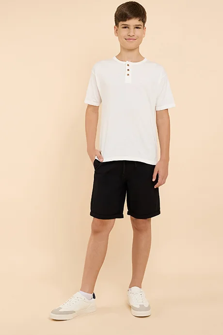 R&B Solid Shorts with Drawstring Waist