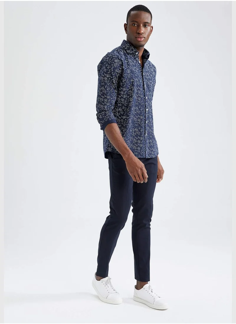 ديفاكتو Modern Fit Long Sleeve Printed Shirt