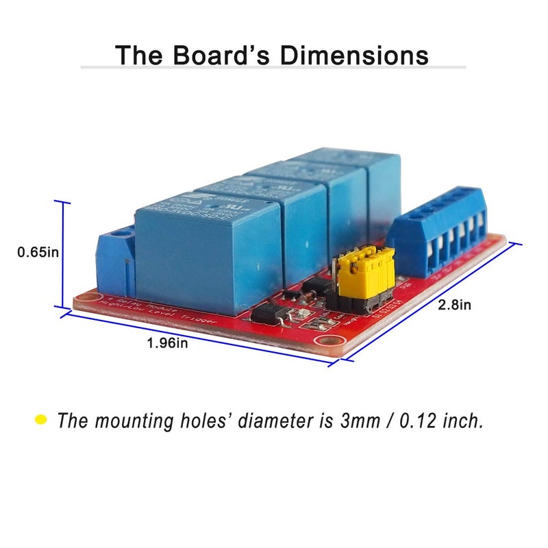 VOGURTIME 4 Channel 5V Relay Module with Optocoupler Isolation Support High and Low Level Trigger Relay Red Board by - Image 5
