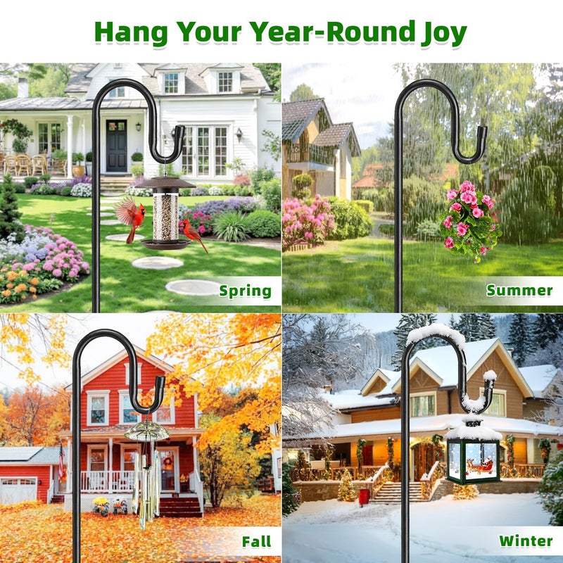 COCONUT 62" Heavy Duty Shepherds Hooks for Outdoor, Bird Feeder Pole with 5 Prong Base, Adjustable Height Shepherds Hook for Hummingbird Feeder, Bird Feeder, Plant, Wind Chimes, Lanterns (1 Pack) - Image 5