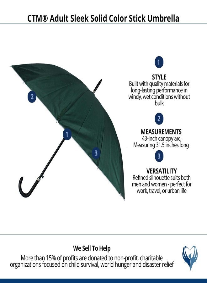 CTM Adult Sleek Solid Color Stick Umbrella, Green - Image 4