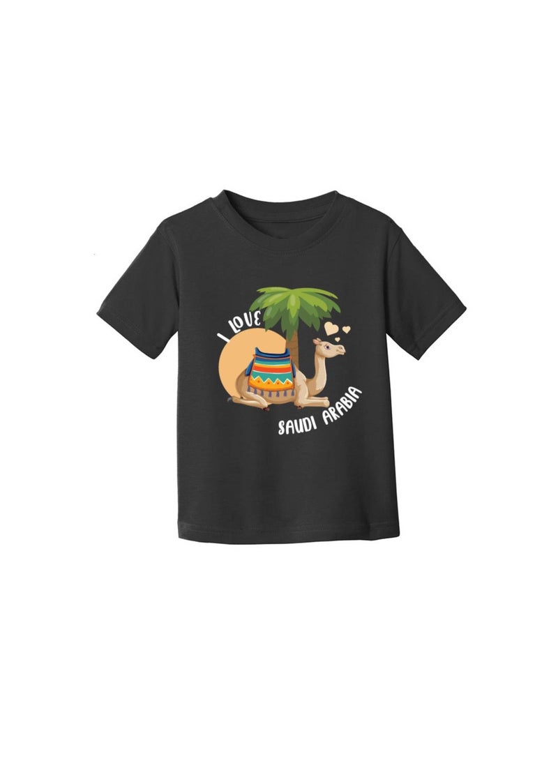Saudi National Day Tshirt For Girls-Short Sleeve Round Neck Cotton Tshirt-Ideal For National Day Celebrations,School Events - Image 3