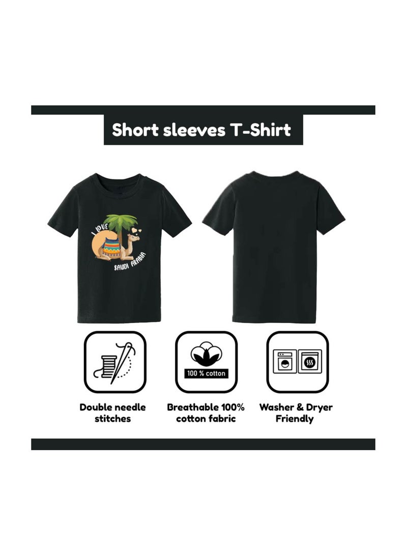 Saudi National Day Tshirt For Girls-Short Sleeve Round Neck Cotton Tshirt-Ideal For National Day Celebrations,School Events - Image 5