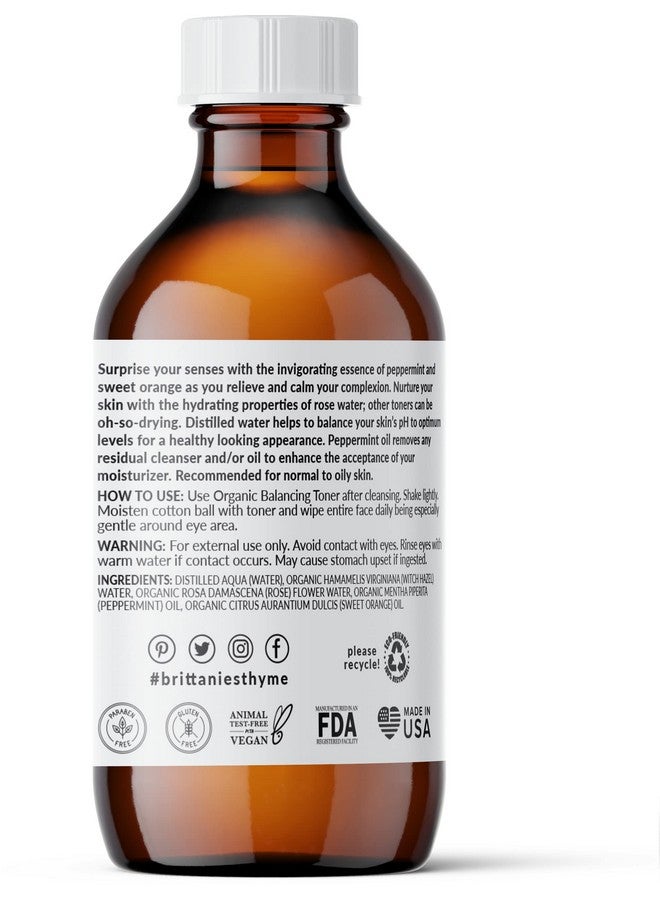 بريتانيز تايم تونر الوجه بريتاني ثيم العضوي المتوازن بخلاصة بندق الساحرة، 113 مل | زيت النعناع والبرتقال الحلو يُهدئ البشرة ويُهدئها | تونر لطيف وسريع المفعول - Image 2