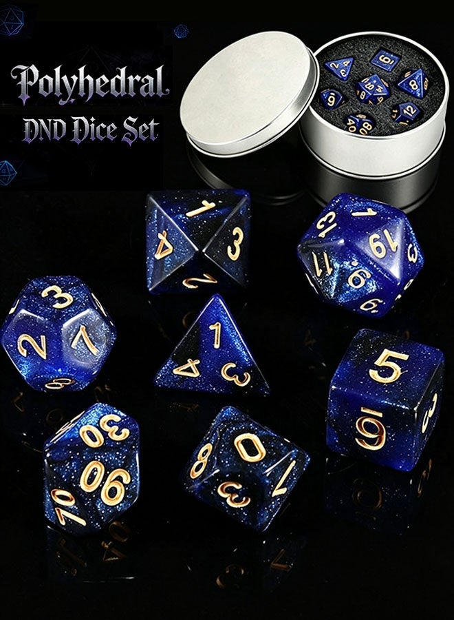 Organizer Polyhedral Dice Set for Dungeon and Dragons MTG Table Games Acrylic Role Playing Dice for D&D Blue & White Nebula Swirl – Standard Size – Ages 14+ - Image 1